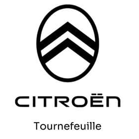 Logo Citroën Tournefeuille : Chevrons emblématiques Logo Citroën noir et blanc avec chevrons doubles dans un ovale, texte "CITROËN" et sous-titre "Tournefeuille".